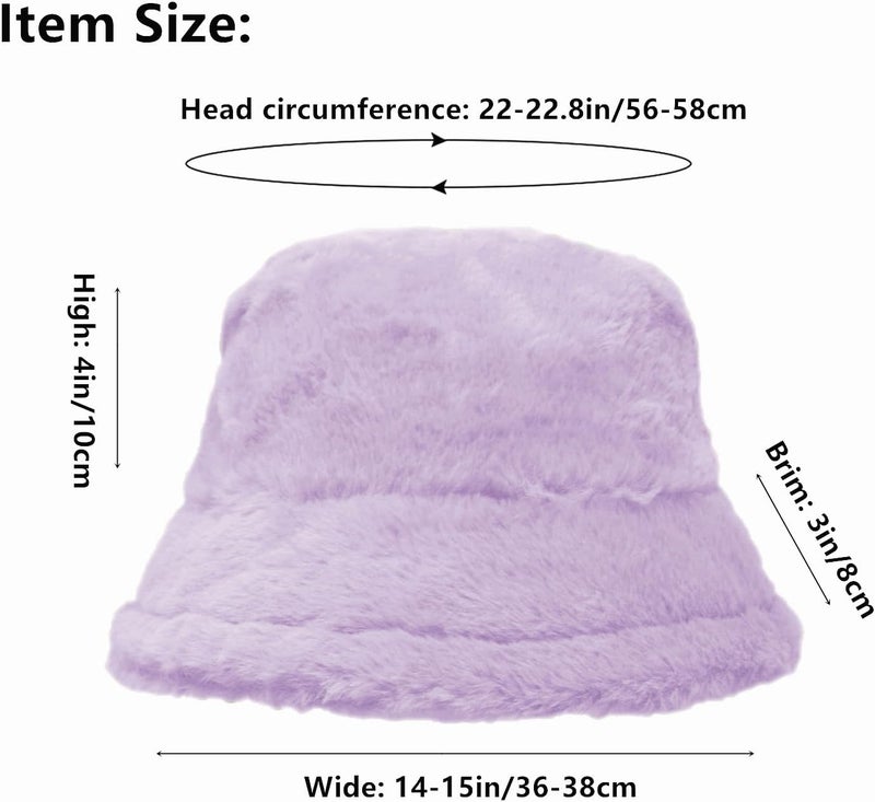 Glory Max Winter Fluffy Plush Bucket Hat Cozy Faux Fur Wide Brim Adjustable Size for Women - Image 5